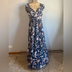 Baltic Born Navy Floral Maxi Dress with Pink and Cream Blooms
